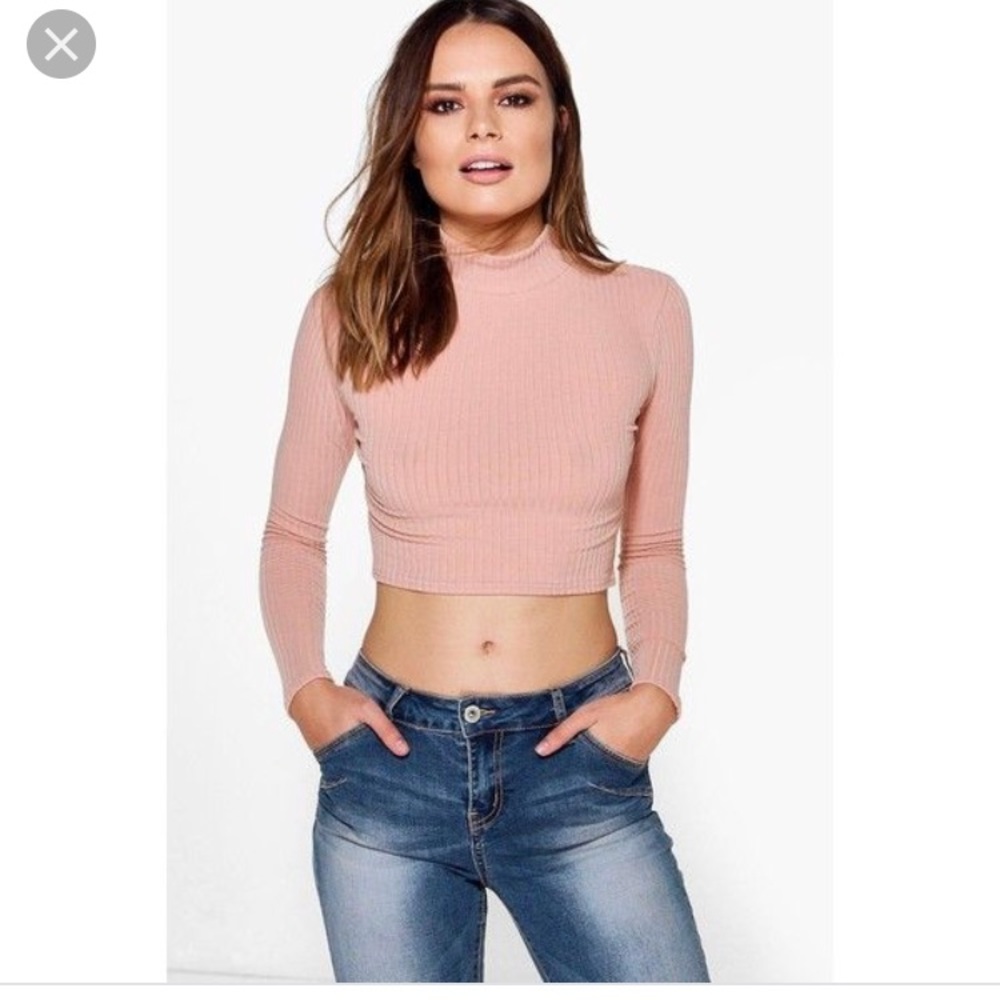 Boohoo long sleeve crop top